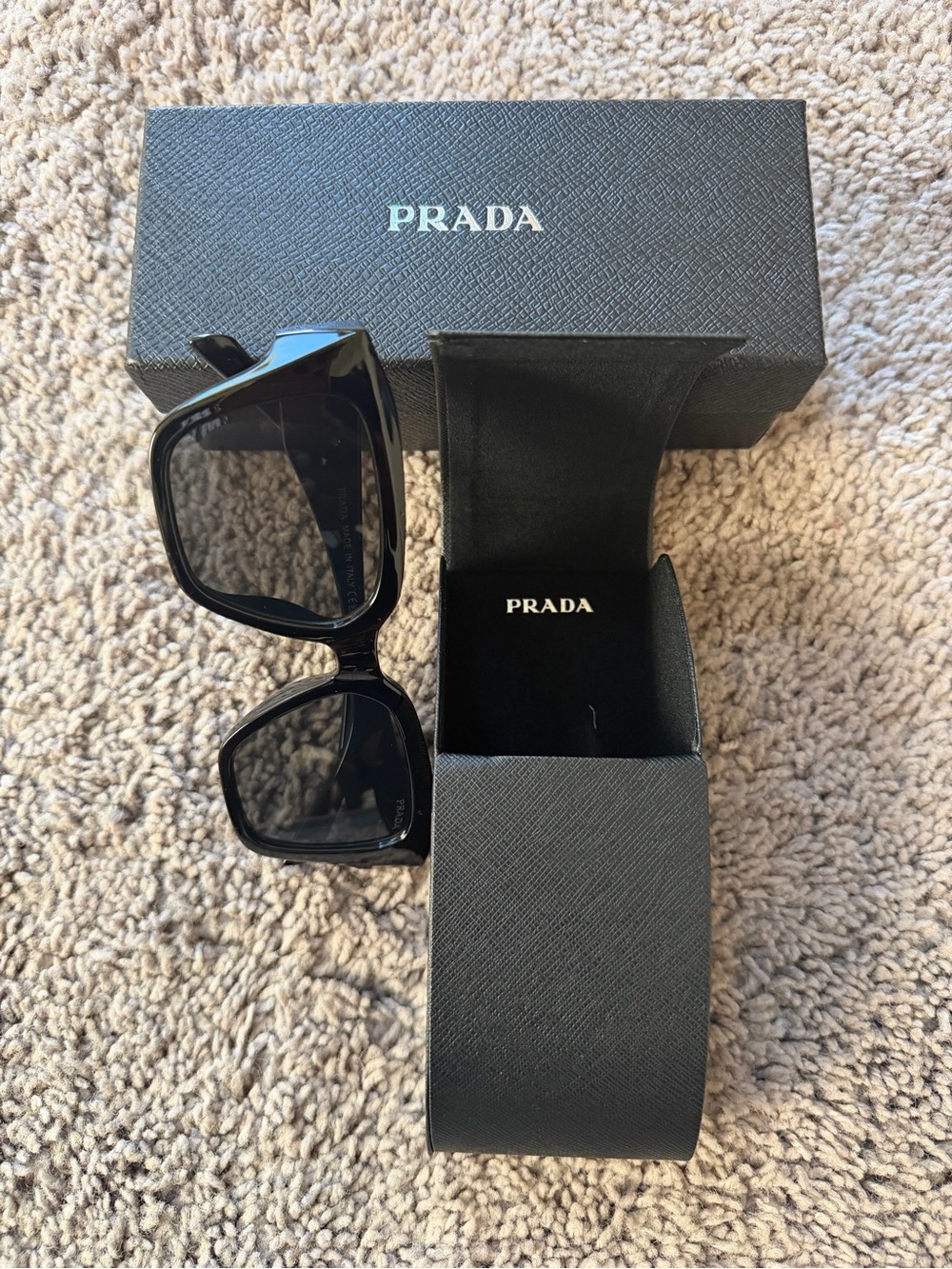 Prada Black Square Frame Sunglasses with Branded Case